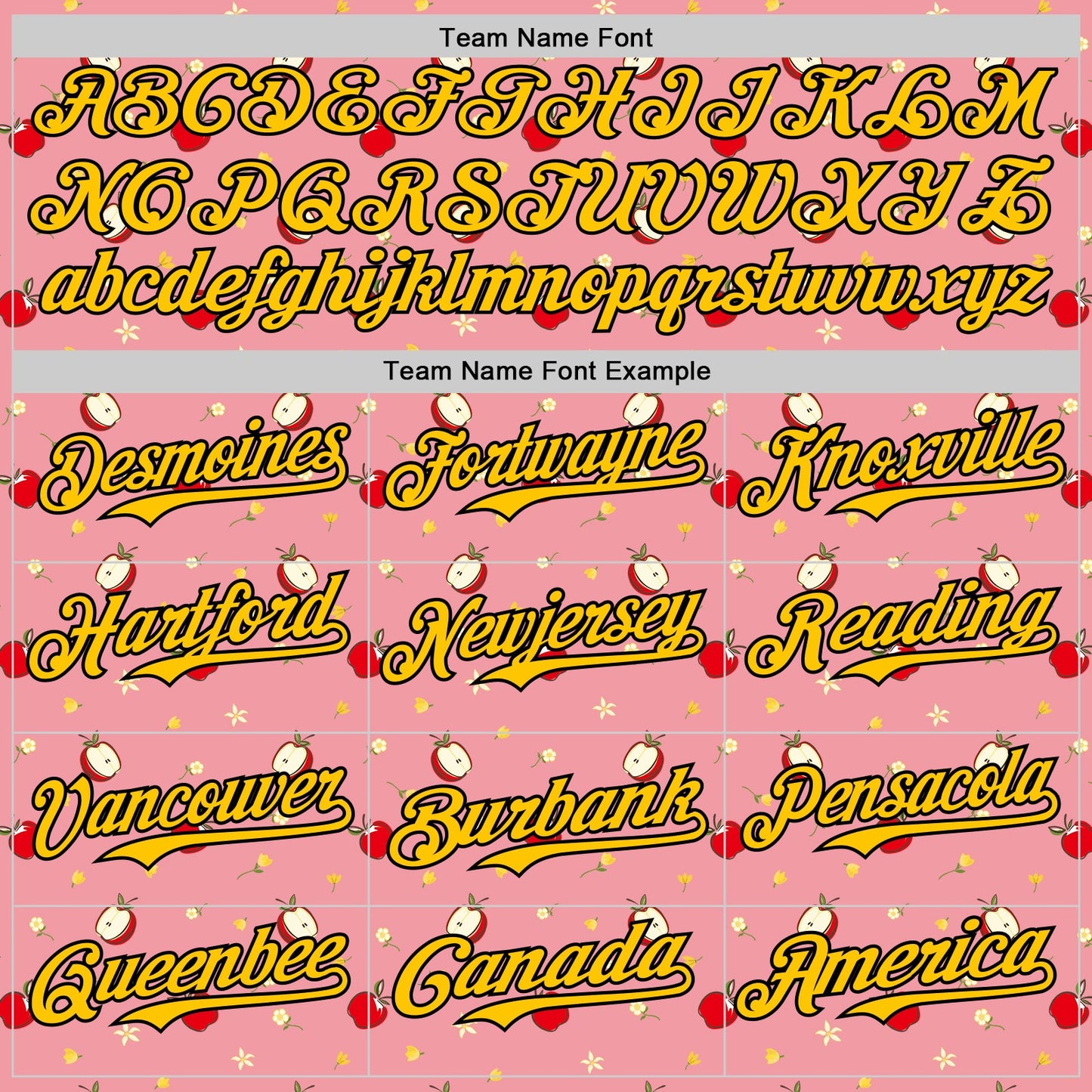 Custom Medium Pink Yellow-Black 3D Pattern Design Foodie Food Fruit Apple Authentic Baseball Jersey - Sky-Custom