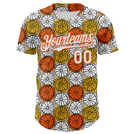 Custom Gold White-Orange 3D Pattern Design Foodie Food Fruit Orange Authentic Baseball Jersey - Sky-Custom
