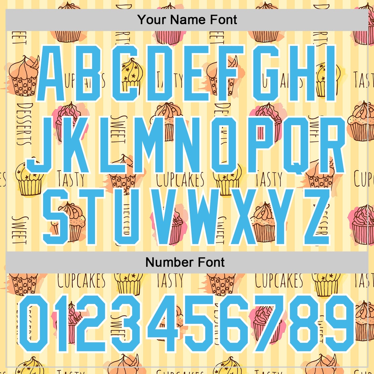 Custom Yellow Sky Blue-White 3D Pattern Design Foodie Food Dessert Cupcake Authentic Baseball Jersey - Sky-Custom