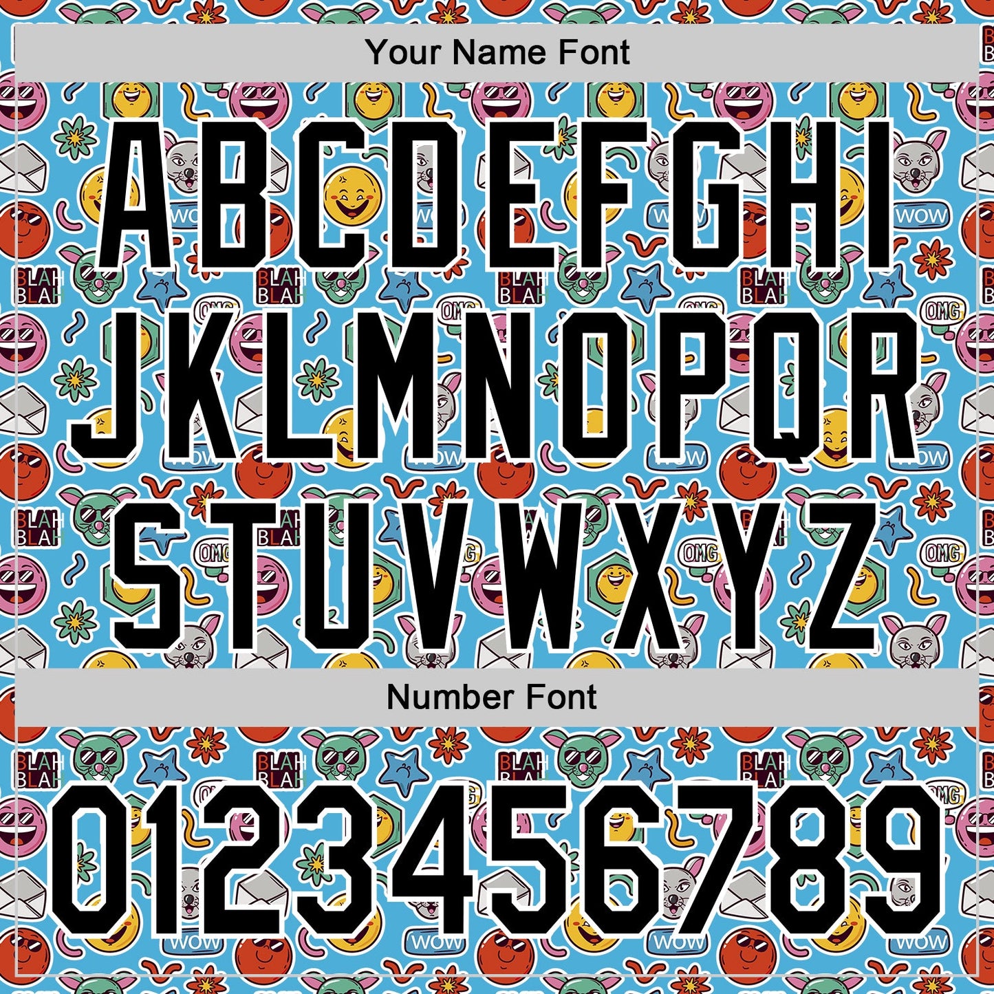 Custom Sky Blue Black-White 3D Pattern Design Funny Cartoon Emoji Authentic Baseball Jersey - Sky-Custom