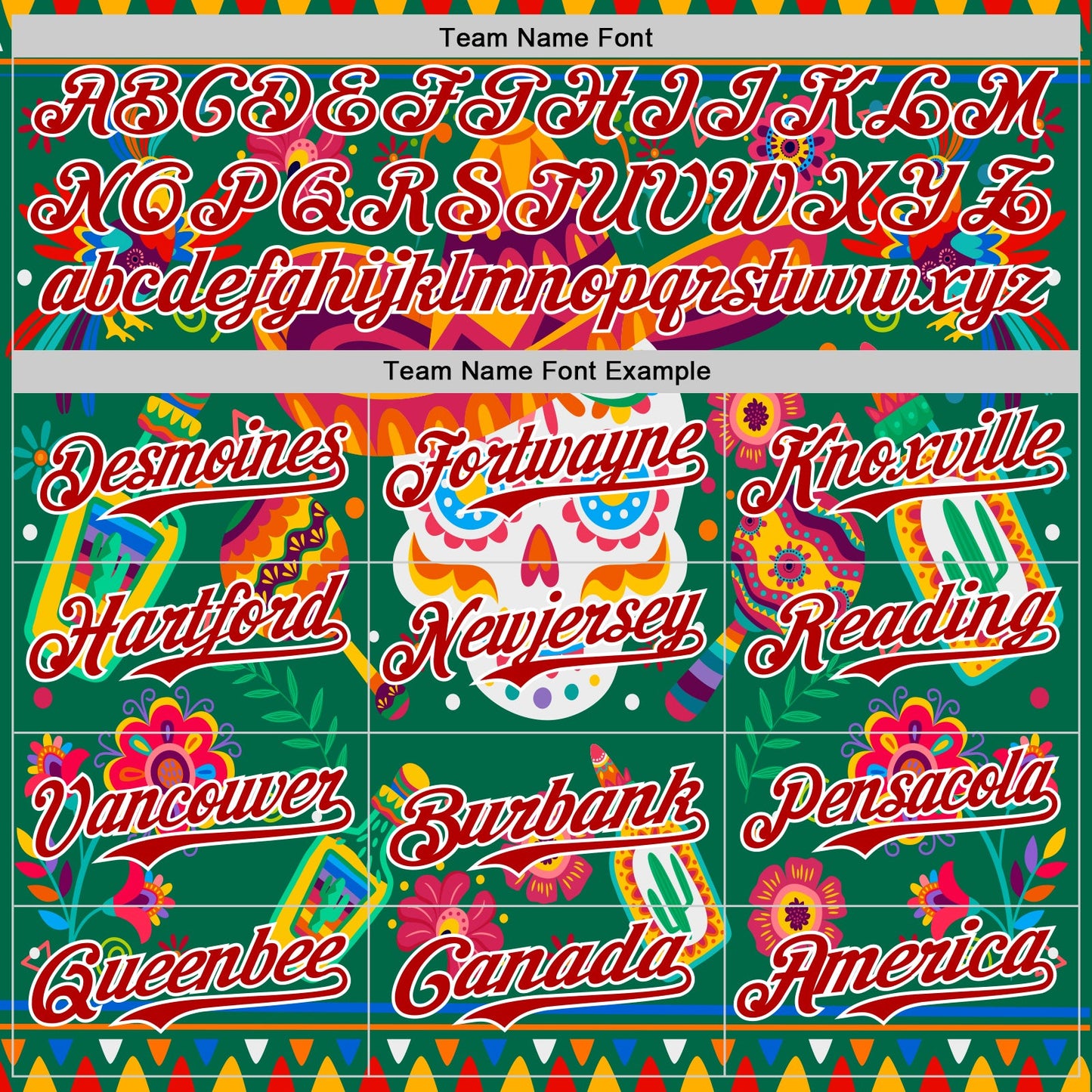 Custom Kelly Green Red-White 3D Mexican Festival Flower Skull With Sombrero Cinco de Mayo Authentic Baseball Jersey - Sky-Custom
