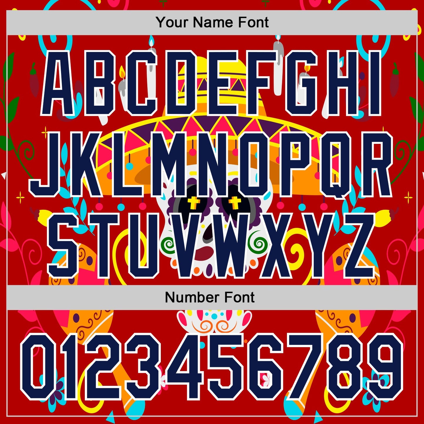 Custom Red Navy-White 3D Mexican Festival Flower And Skull Sombrero Cinco de Mayo Authentic Baseball Jersey - Sky-Custom