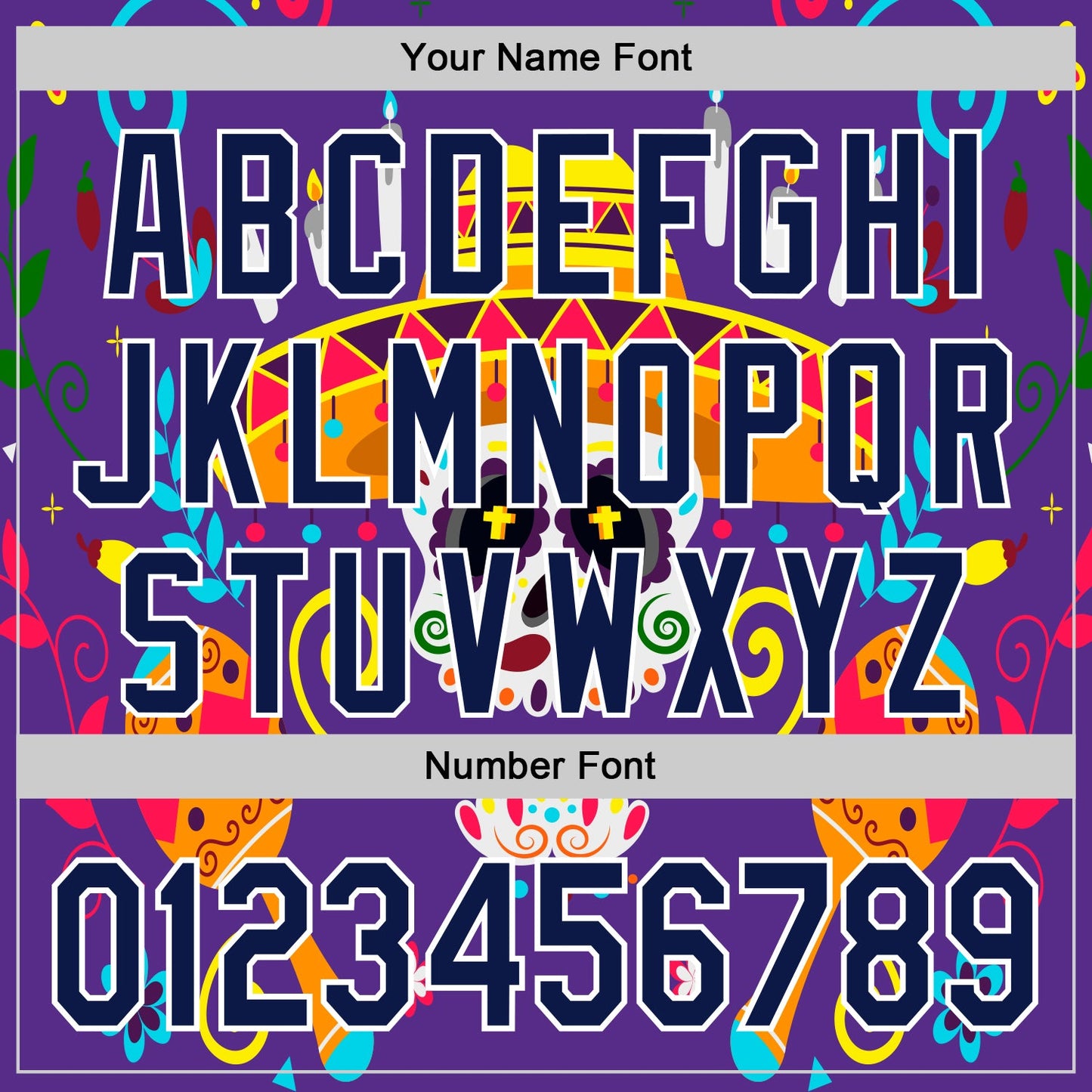 Custom Purple Navy-White 3D Mexican Festival Flower Skull With Sombrero Cinco de Mayo Authentic Baseball Jersey - Sky-Custom