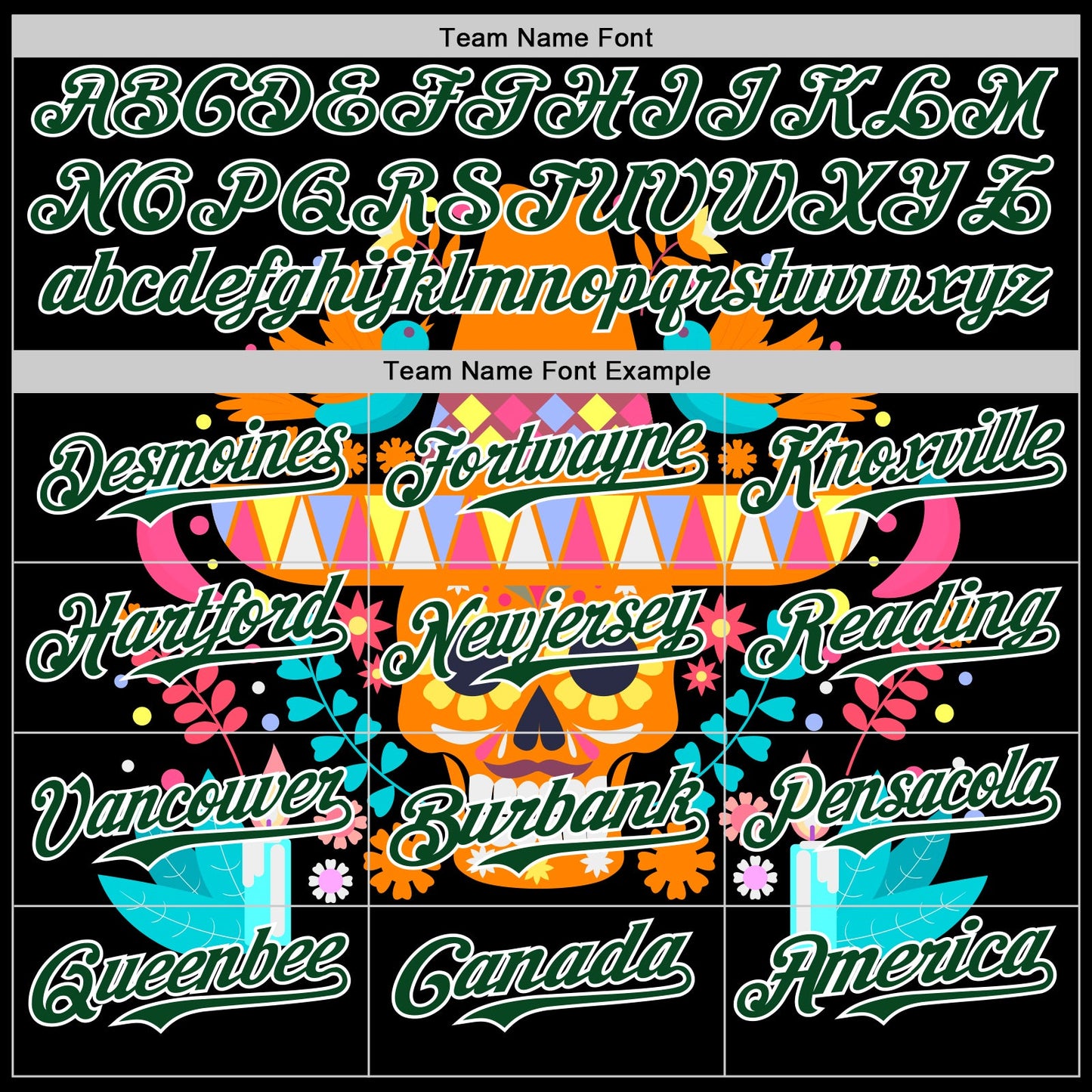 Custom Black Green-White 3D Mexican Festival Flower Skull With Sombrero Cinco de Mayo Authentic Baseball Jersey - Sky-Custom