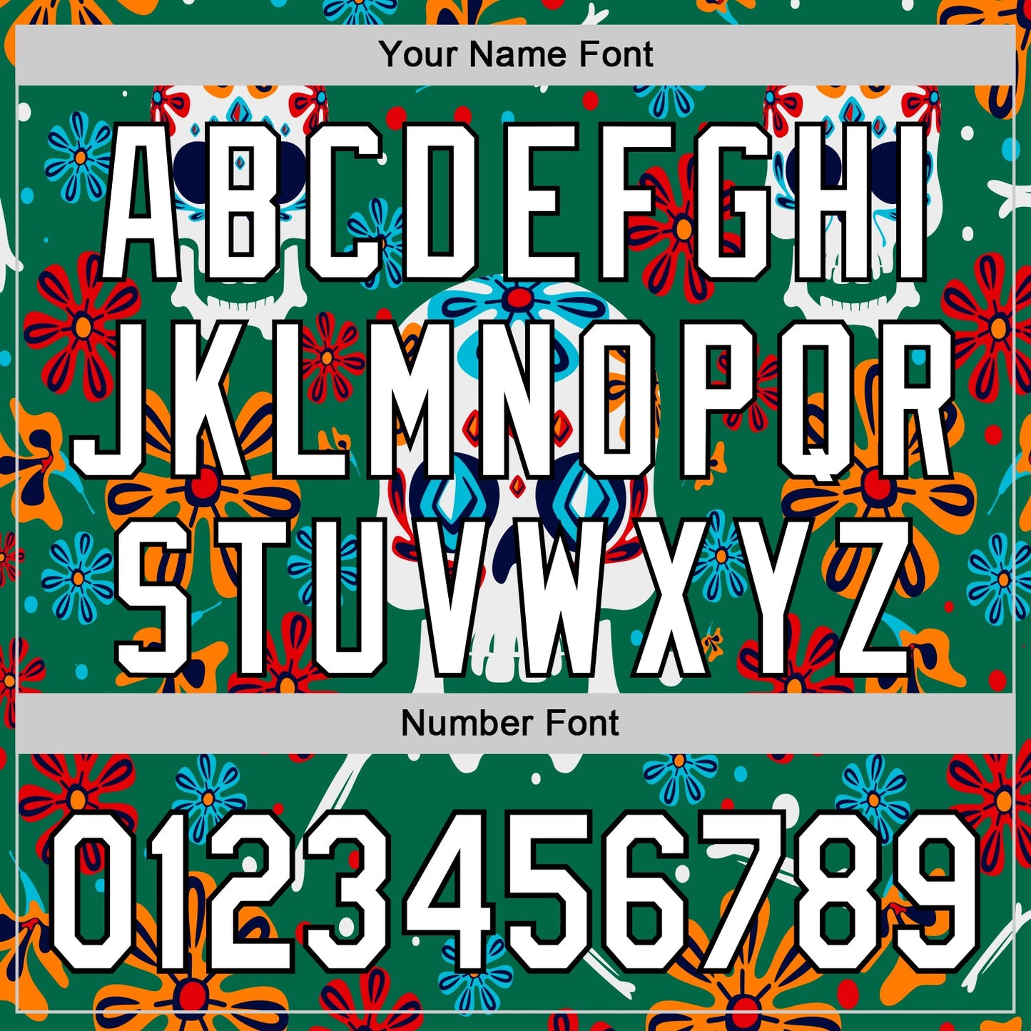 Custom Kelly Green White-Black 3D Mexican Festival Flower And Skull Cinco de Mayo Authentic Baseball Jersey - Sky-Custom