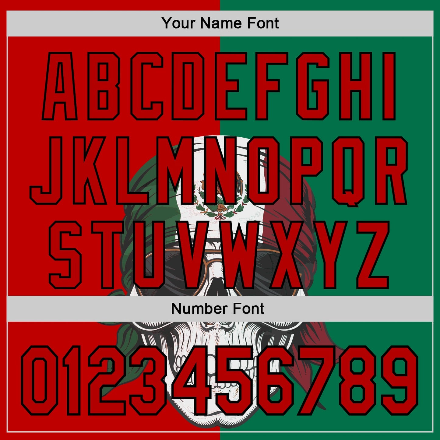 Custom Green Red-Black 3D Mexican Flag Skull Authentic Baseball Jersey - Sky-Custom