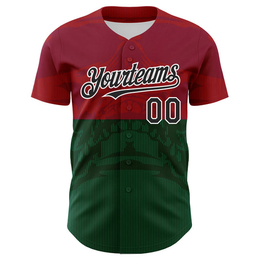 Custom Cardinal Black-Kelly Green 3D Mexico Authentic Baseball Jersey - Sky-Custom