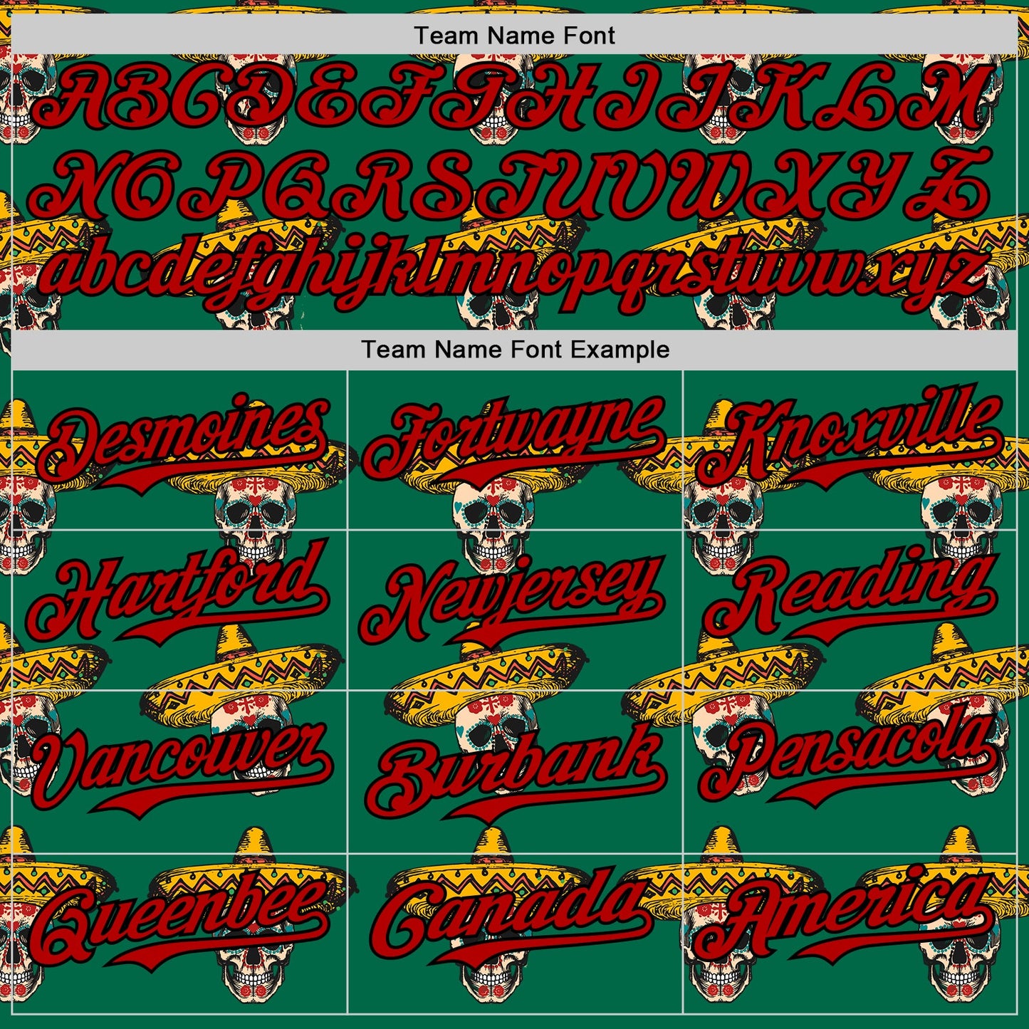 Custom Kelly Green Red-Black 3D Mexican Festival Skull With Sombrero Cinco de Mayo Authentic Baseball Jersey - Sky-Custom