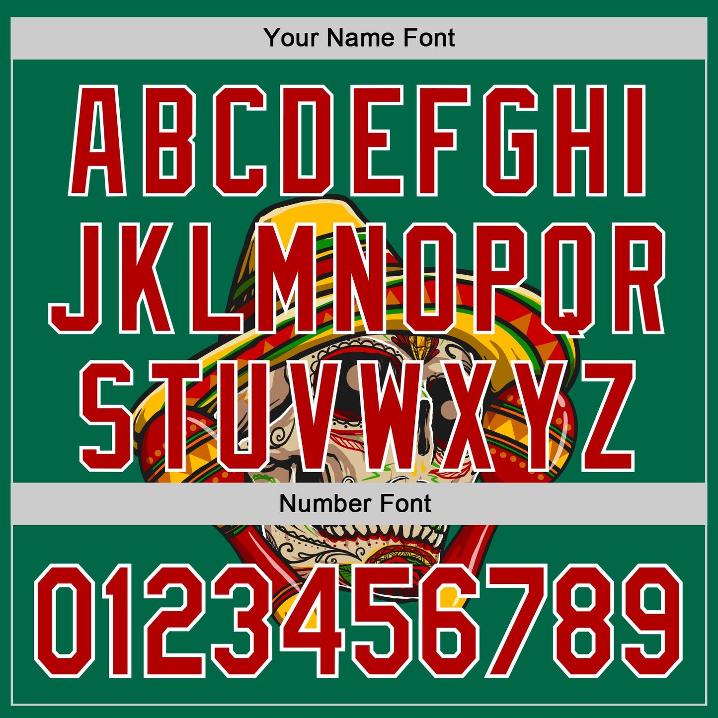 Custom Kelly Green Red-White 3D Mexican Festival Skull With Sombrero Cinco de Mayo Authentic Baseball Jersey - Sky-Custom