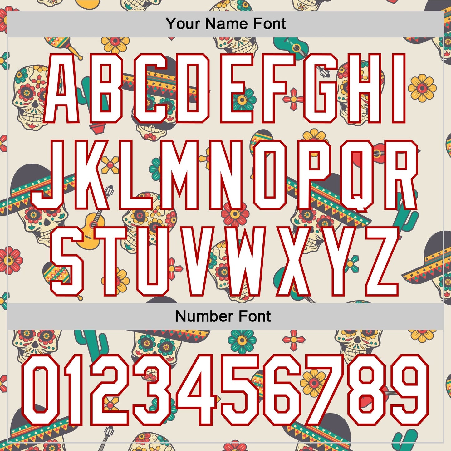 Custom Cream White-Red 3D Mexican Festival Cactus Skull With Sombrero Cinco de Mayo Authentic Baseball Jersey - Sky-Custom