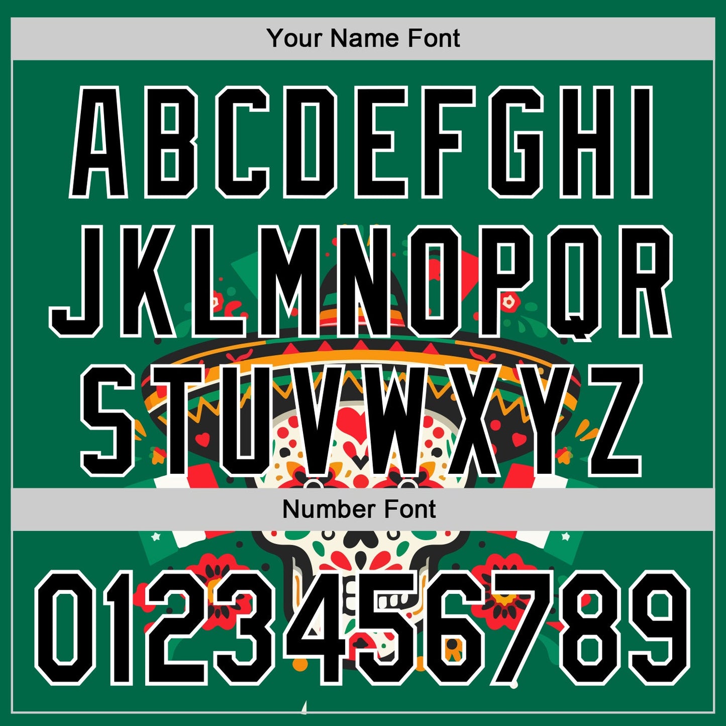 Custom Kelly Green Black-White 3D Mexican Festival Flag Skull With Sombrero Cinco de Mayo Authentic Baseball Jersey - Sky-Custom