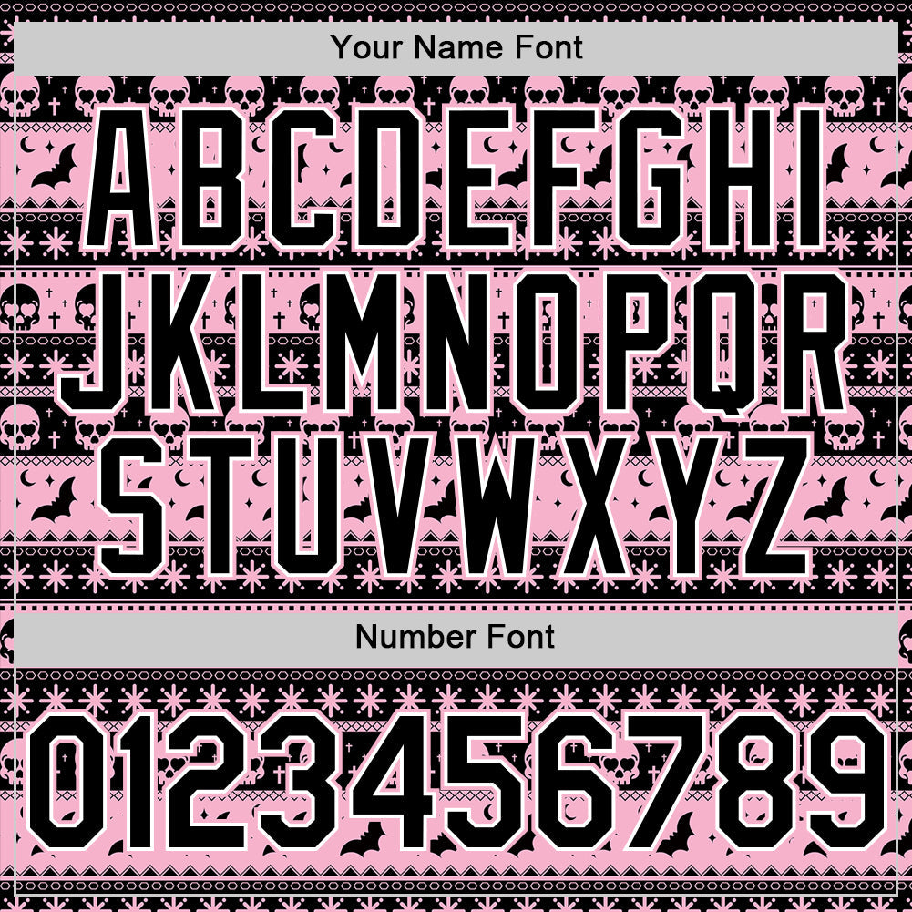 Custom Black Light Pink-White 3D Gothic Skull Authentic Baseball Jersey - Sky-Custom