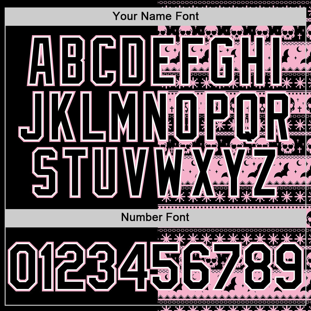 Custom Black Light Pink-White 3D Gothic Skull Authentic Baseball Jersey - Sky-Custom