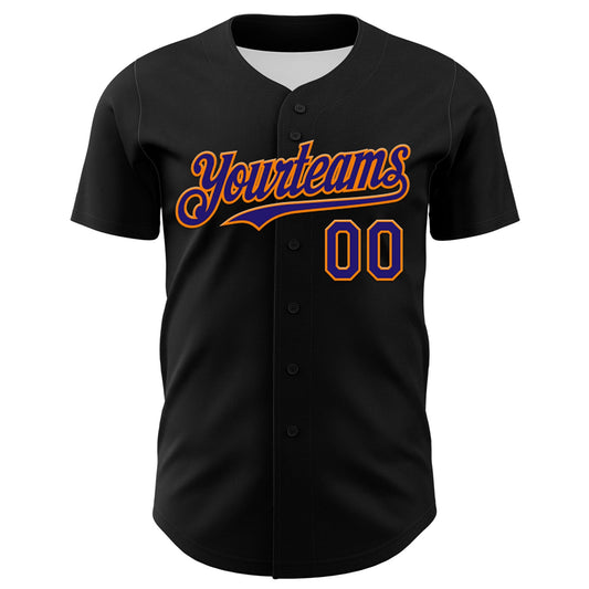 Custom Black Dark Purple-Bay Orange 3D Punk Rock Skull Authentic Baseball Jersey - Sky-Custom
