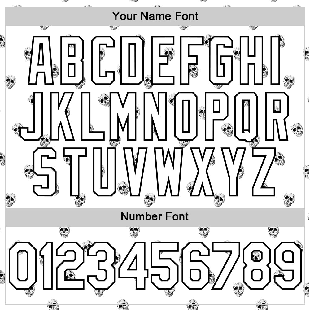 Custom White Black 3D Skull Authentic Baseball Jersey - Sky-Custom