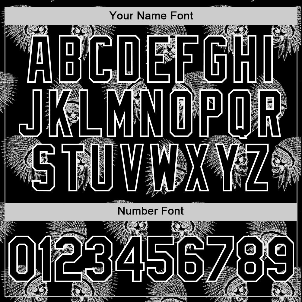 Custom Black White 3D Apache Skull Authentic Baseball Jersey - Sky-Custom