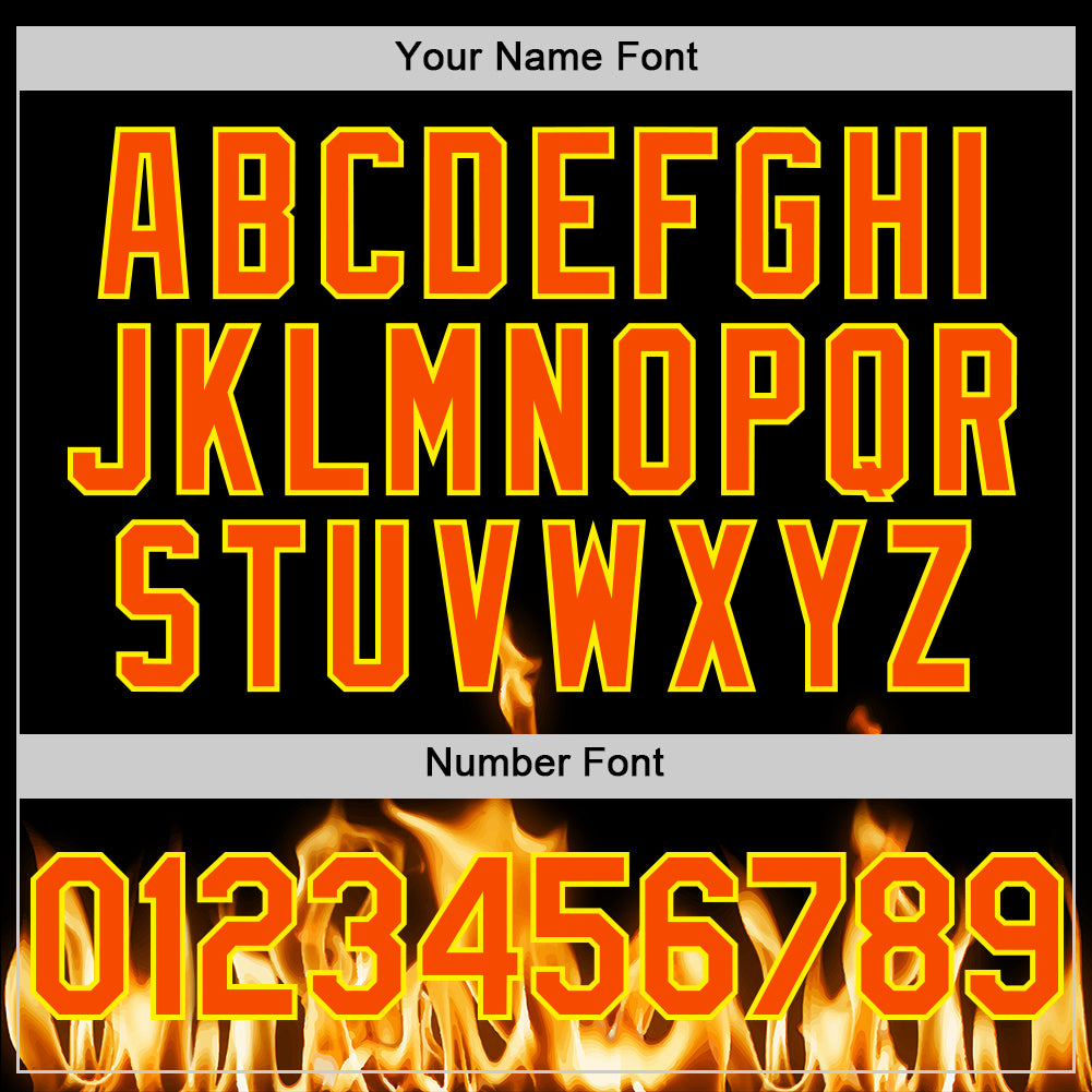 Custom Black Orange-Light Yellow 3D Flame? Skull Authentic Baseball Jersey - Sky-Custom