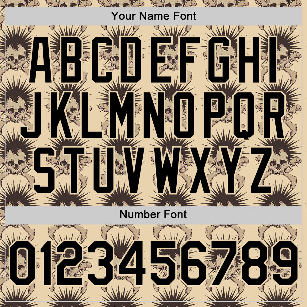 Custom City Cream Black 3D Skull Authentic Baseball Jersey - Sky-Custom