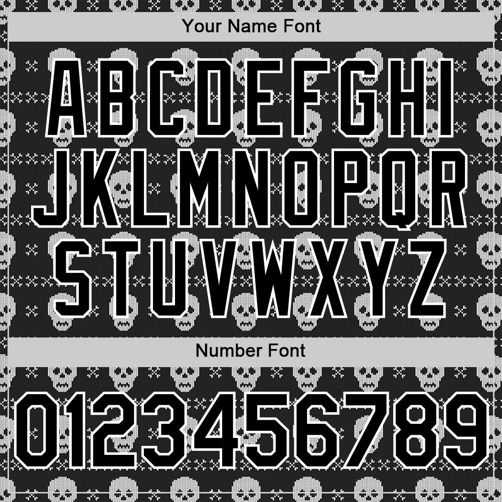 Custom Black White 3D Gothic Skull Authentic Baseball Jersey - Sky-Custom