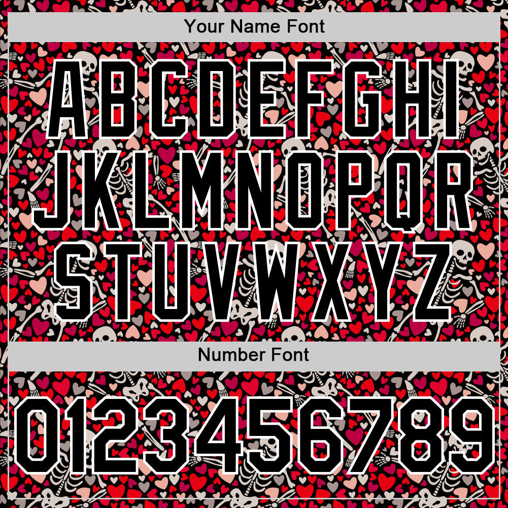 Custom Black White 3D Skeleton And Heart Authentic Baseball Jersey - Sky-Custom