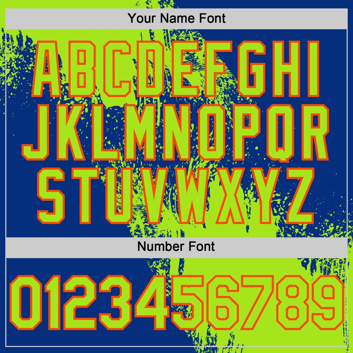 Custom Neon Green Royal-Orange 3D Pattern Design Abstract Brush Stroke Authentic Baseball Jersey - Sky-Custom