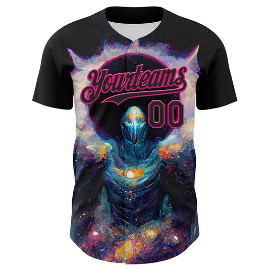 Custom Black Hot Pink 3D Pattern Design Rave Psychedelic Alien Authentic Baseball Jersey - Sky-Custom