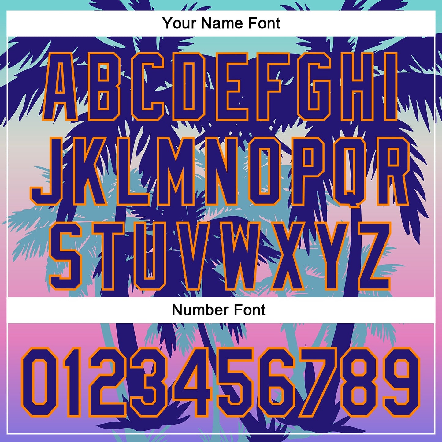 Custom Dark Purple Bay Orange 3D Pattern Design Rave Psychedelic Tropical Palm Tree Authentic Baseball Jersey - Sky-Custom