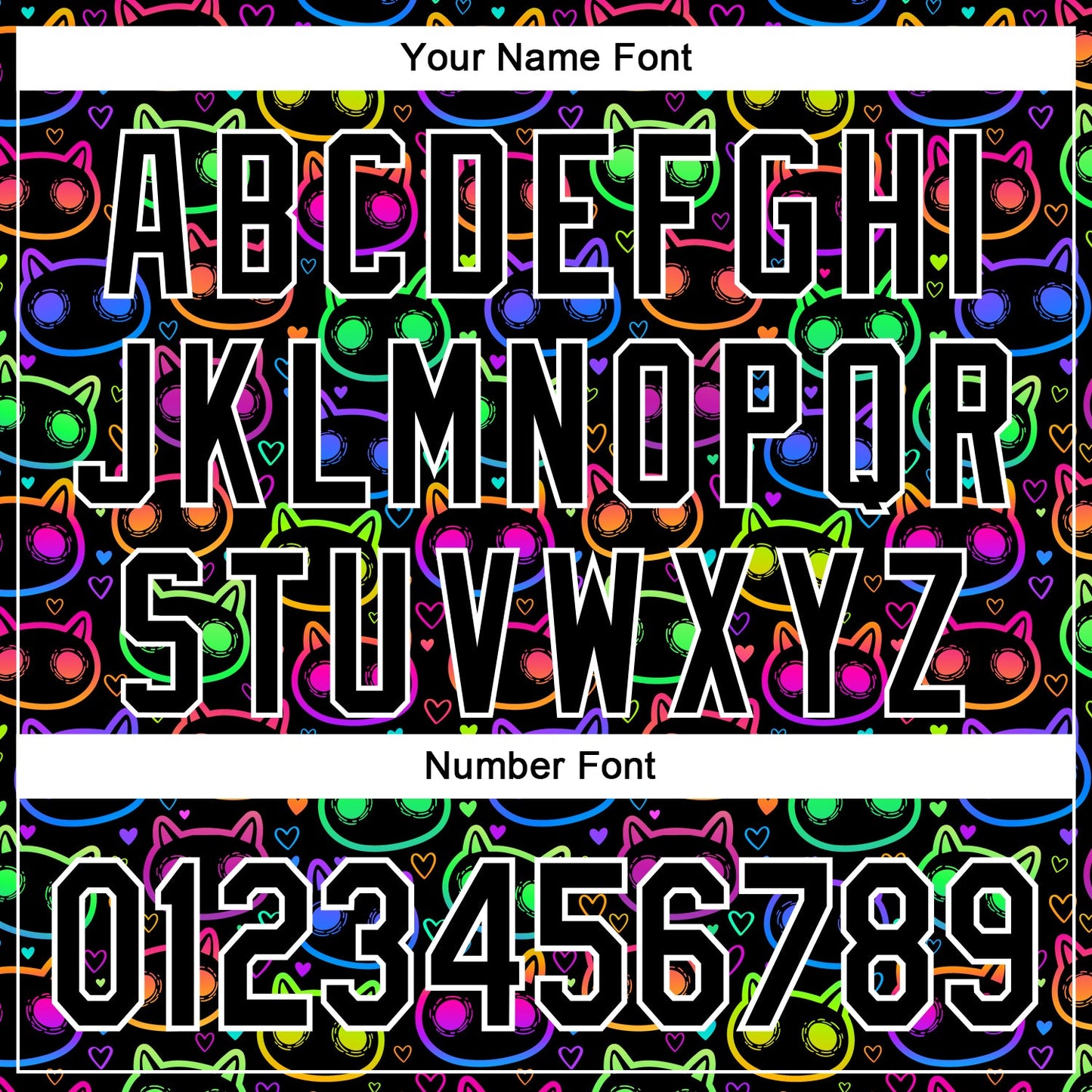Custom Black White 3D Pattern Design Rave Psychedelic Neon Cartoon Cat Authentic Baseball Jersey - Sky-Custom