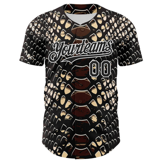 Custom Black White 3D Pattern Design Rave Psychedelic Snakeskin Authentic Baseball Jersey - Sky-Custom