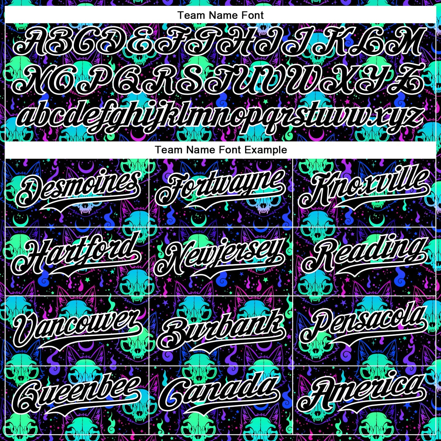 Custom Black White 3D Pattern Design Rave Psychedelic Neon Cat Skull Authentic Baseball Jersey - Sky-Custom