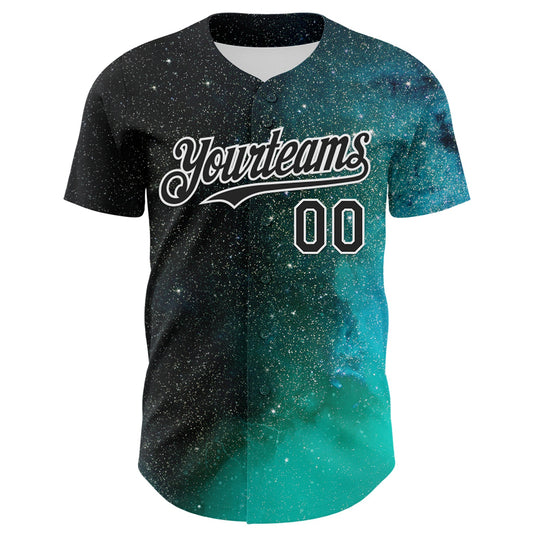 Custom Black White 3D Pattern Design Rave Psychedelic Space Galaxy Star Authentic Baseball Jersey - Sky-Custom