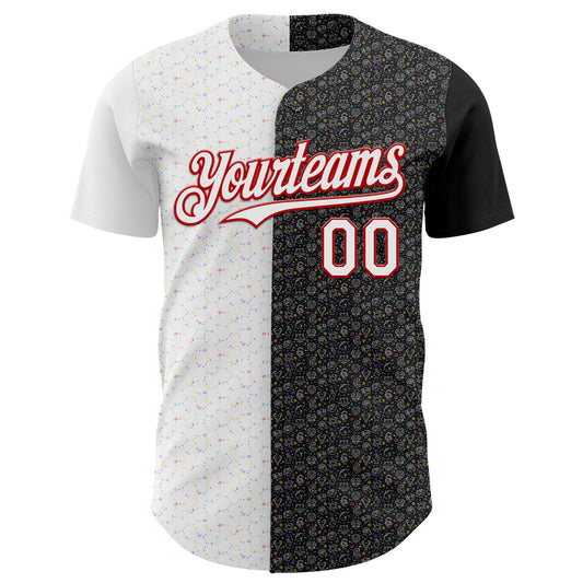 Custom Black White-Red 3D Pattern Design Constellation Space Galaxy Star Authentic Baseball Jersey - Sky-Custom