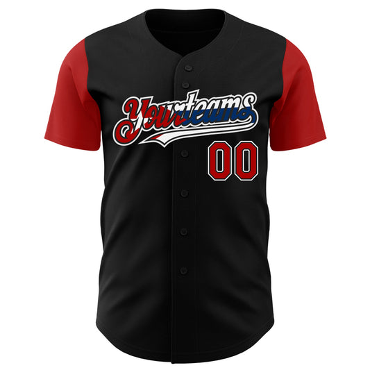 Custom Black Red White-Cuban Flag 3D Cuba Authentic Baseball Jersey - Sky-Custom