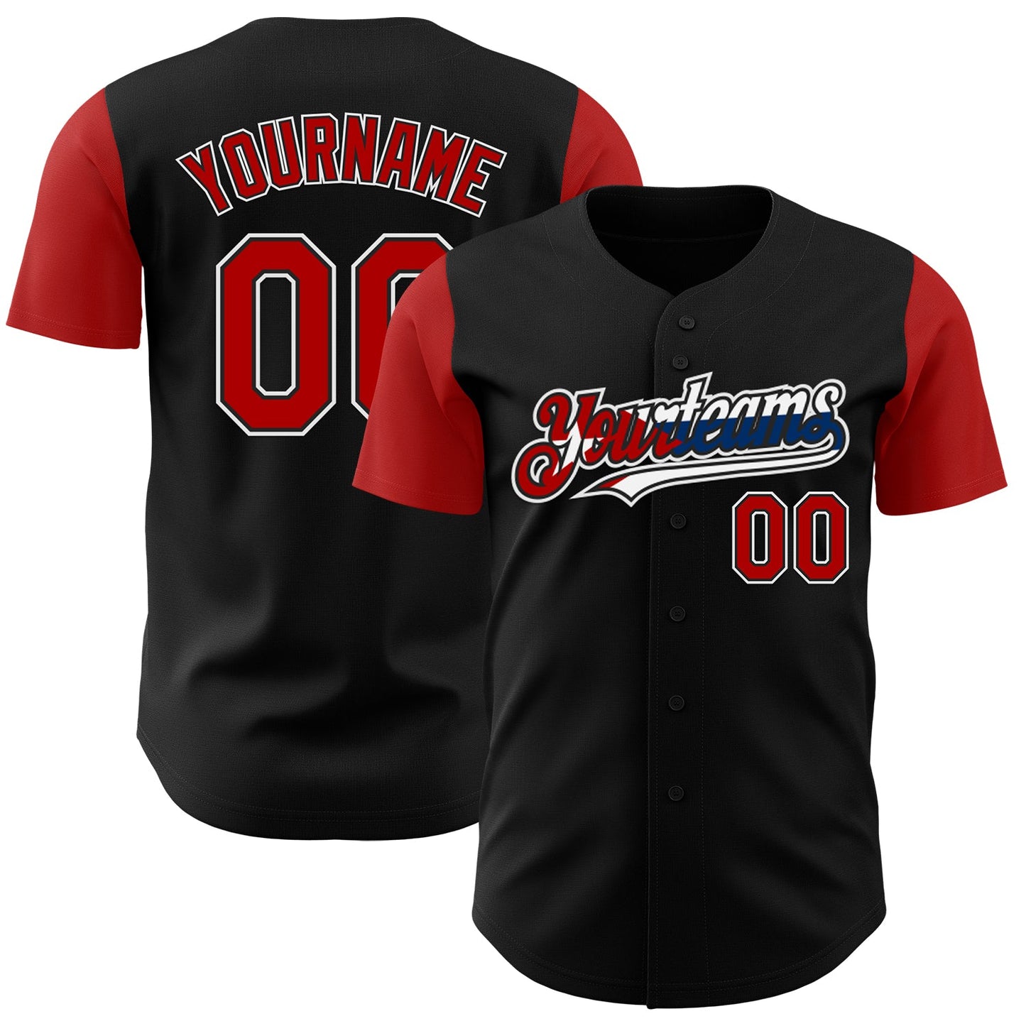 Custom Black Red White-Cuban Flag 3D Cuba Authentic Baseball Jersey - Sky-Custom