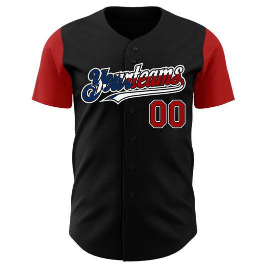 Custom Black Red White-Puerto Rican Flag 3D Puerto Rico Authentic Baseball Jersey - Sky-Custom
