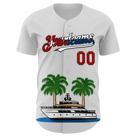 Custom White Red Black-Cuban Flag 3D Cuba Authentic Baseball Jersey - Sky-Custom