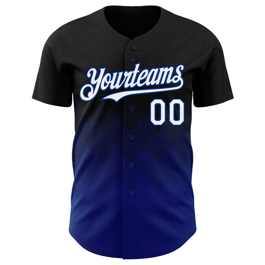 Custom Black White-Royal 3D Gradient Square Shape Authentic Baseball Jersey - Sky-Custom