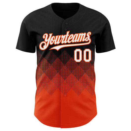 Custom Black White-Orange 3D Gradient Square Shape Authentic Baseball Jersey - Sky-Custom