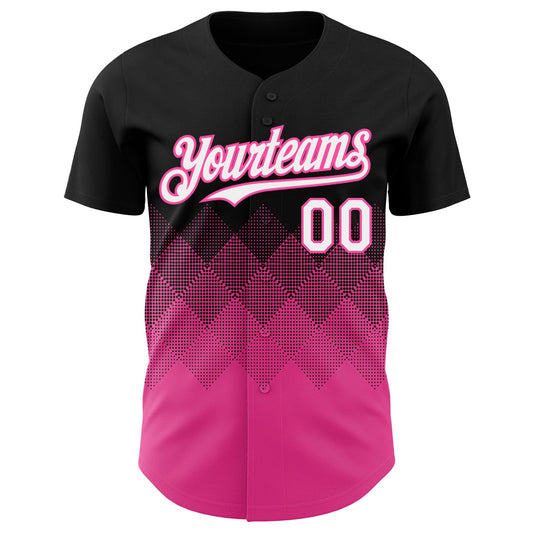 Custom Black White-Pink 3D Gradient Square Shape Authentic Baseball Jersey - Sky-Custom