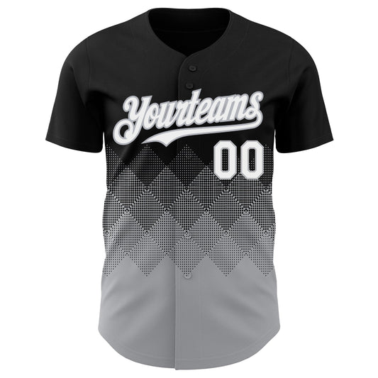 Custom Black White-Gray 3D Gradient Square Shape Authentic Baseball Jersey - Sky-Custom