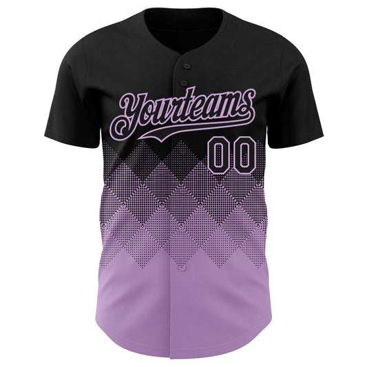 Custom Black Light Purple 3D Gradient Square Shape Authentic Baseball Jersey - Sky-Custom