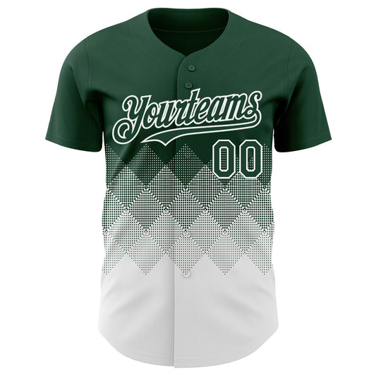 Custom Green White 3D Gradient Square Shape Authentic Baseball Jersey - Sky-Custom