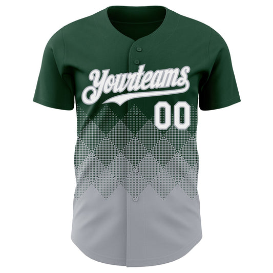 Custom Green White-Gray 3D Gradient Square Shape Authentic Baseball Jersey - Sky-Custom