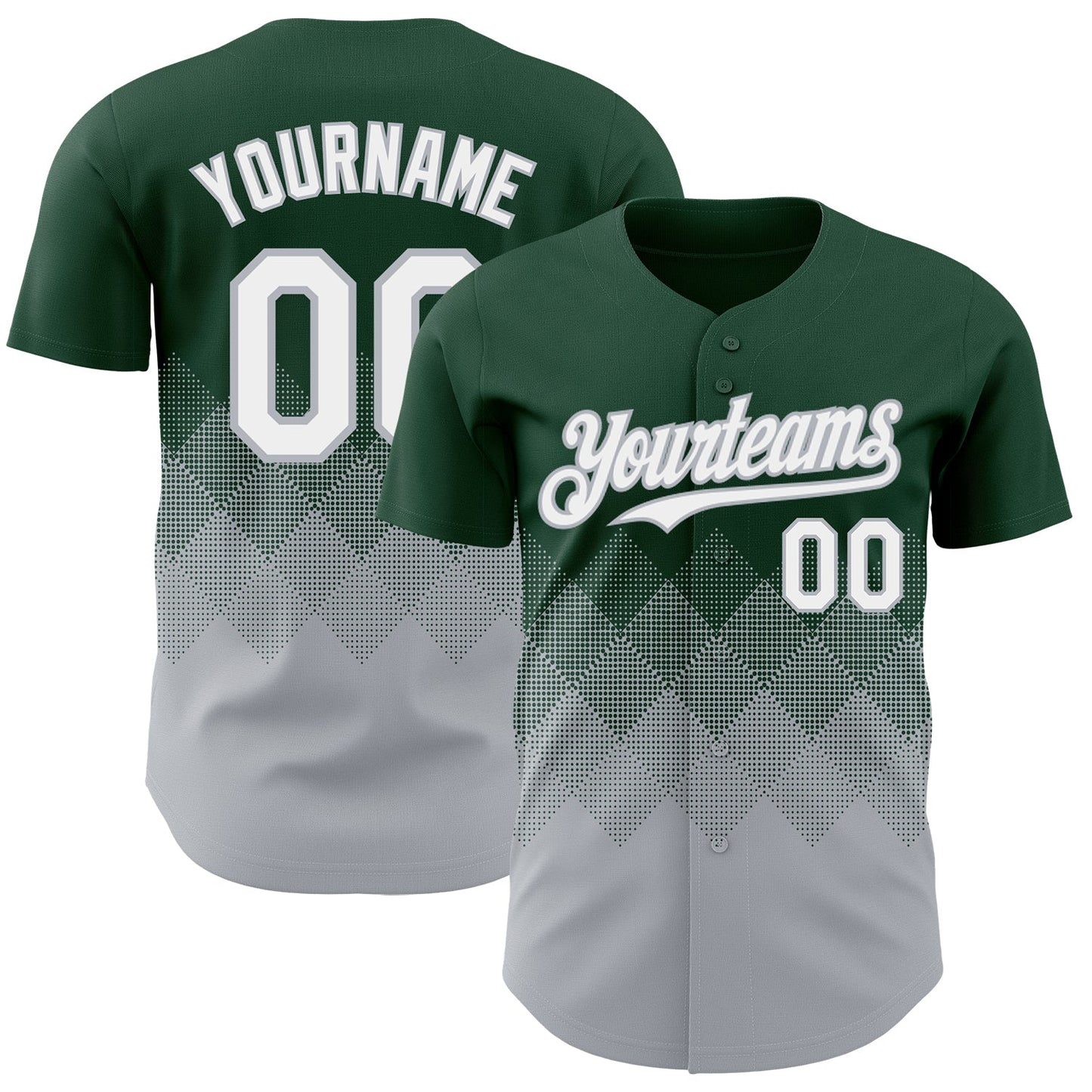 Custom Green White-Gray 3D Gradient Square Shape Authentic Baseball Jersey - Sky-Custom