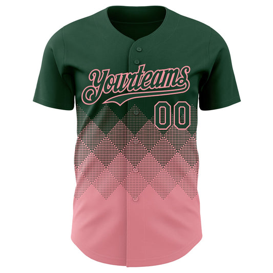 Custom Green Medium Pink 3D Gradient Square Shape Authentic Baseball Jersey - Sky-Custom