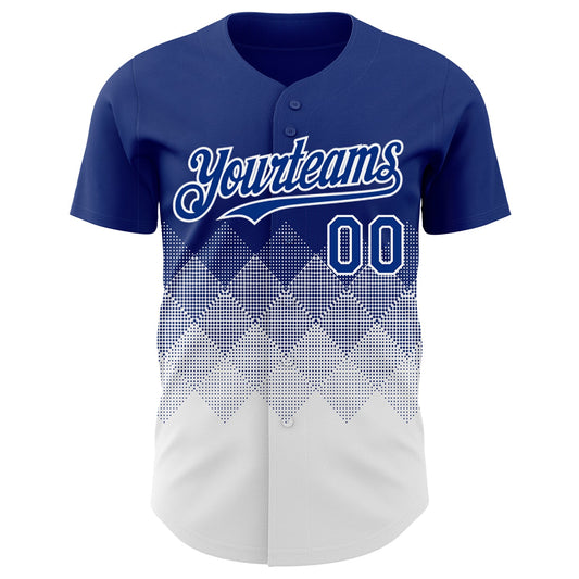 Custom Royal White 3D Gradient Square Shape Authentic Baseball Jersey - Sky-Custom