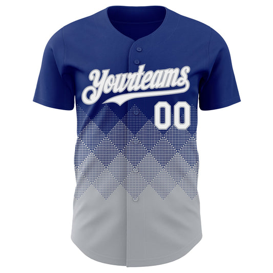 Custom Royal White-Gray 3D Gradient Square Shape Authentic Baseball Jersey - Sky-Custom