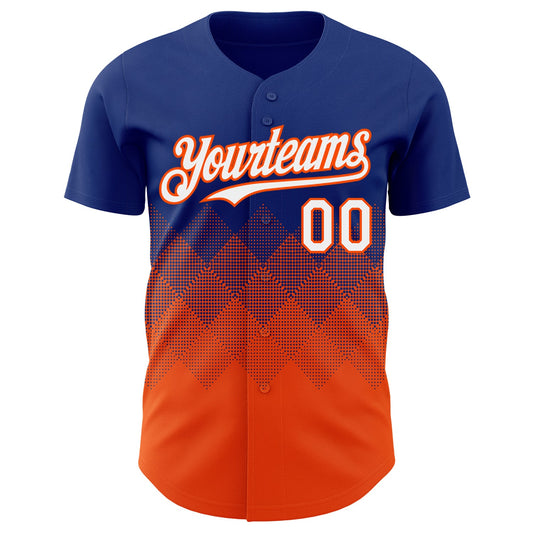 Custom Royal White-Orange 3D Gradient Square Shape Authentic Baseball Jersey - Sky-Custom