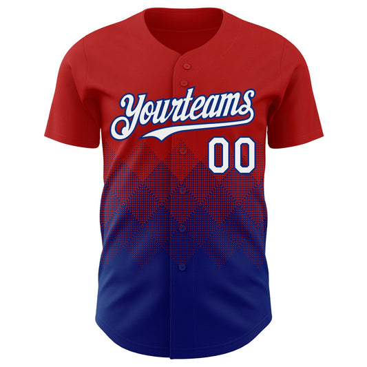 Custom Red White-Royal 3D Gradient Square Shape Authentic Baseball Jersey - Sky-Custom