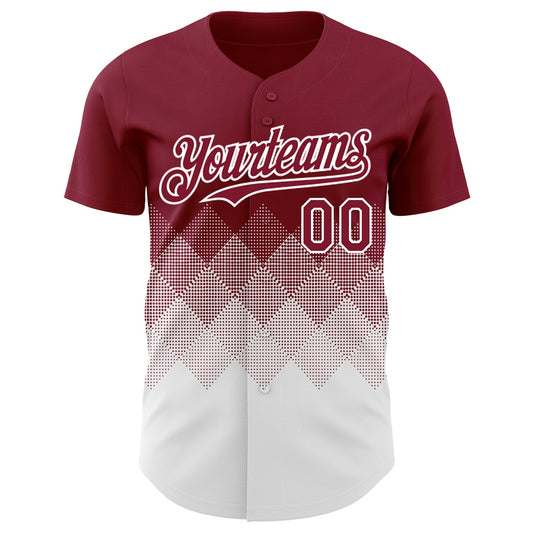 Custom Crimson White 3D Gradient Square Shape Authentic Baseball Jersey - Sky-Custom